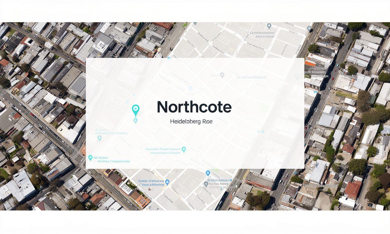 Map-style aerial view of Northcote, Victoria near Heidelberg Road