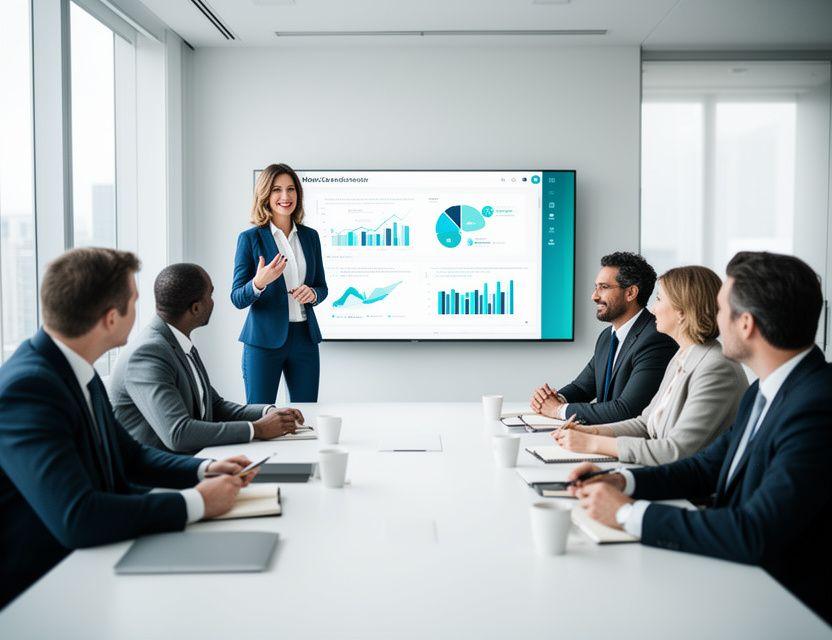 HR consultant presenting data-driven workplace insights to leadership team