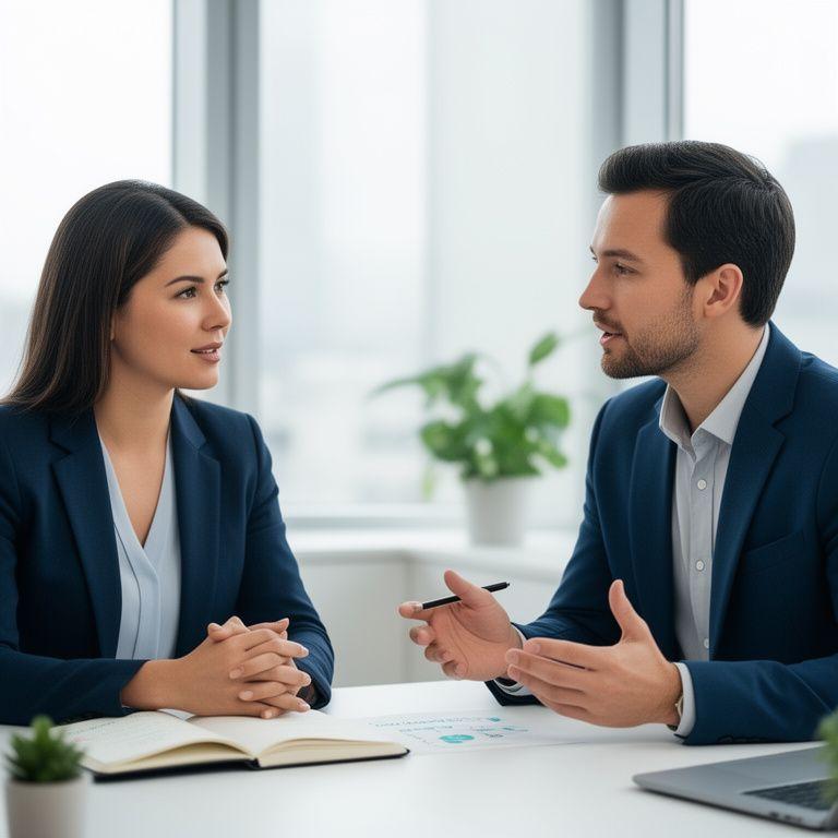 Manager coaching an employee during a structured feedback meeting